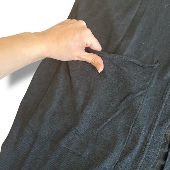 Amber Cashmere Black Longline Cardigan Sweater Coatigan Small Korea Minimalist‎ - Picture 8 of 11